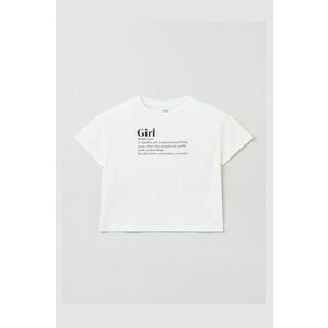 Detské bavlnené tričko OVS biela farba, vyobraziť