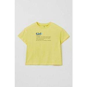 Detské bavlnené tričko OVS žltá farba, vyobraziť