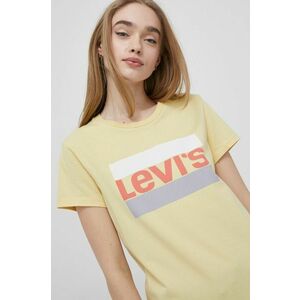 Bavlnené tričko Levi's žltá farba, vyobraziť