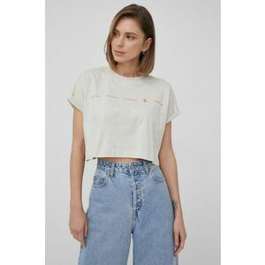 Bavlnené tričko Calvin Klein Jeans béžová farba, vyobraziť