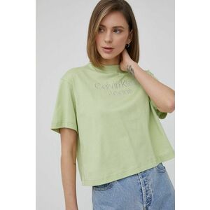 Bavlnené tričko Calvin Klein Jeans zelená farba, vyobraziť