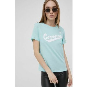 Bavlnené tričko Converse tyrkysová farba, vyobraziť