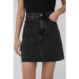 Rifľová sukňa Dr. Denim čierna farba, mini, rovný strih vyobraziť