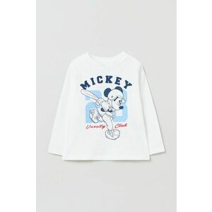 Detská bavlnená košeľa s dlhým rukávom OVS X Disney biela farba, s potlačou vyobraziť