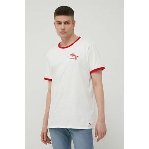 Bavlnené tričko Wrangler biela farba, s potlačou vyobraziť