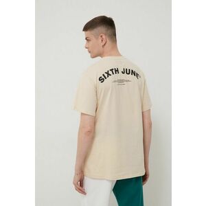 Bavlnené tričko Sixth June béžová farba, s potlačou vyobraziť