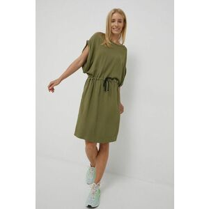 Bavlnené šaty Deha zelená farba, mini, rovný strih vyobraziť