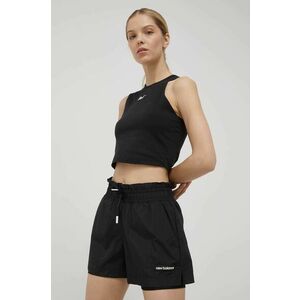 Tréningové šortky New Balance WS21118BK dámske, čierna farba, jednofarebné, vysoký pás vyobraziť