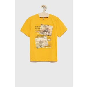 Detské bavlnené tričko Birba&Trybeyond žltá farba, s potlačou vyobraziť