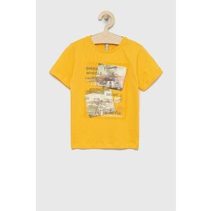 Detské bavlnené tričko Birba&Trybeyond žltá farba, s potlačou vyobraziť