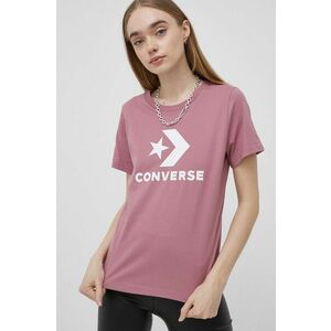 Bavlnené tričko Converse ružová farba, vyobraziť