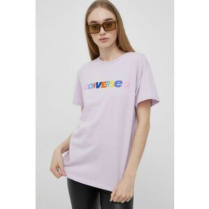 Bavlnené tričko Converse fialová farba, vyobraziť