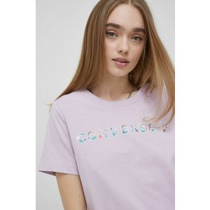 Bavlnené tričko Converse fialová farba, vyobraziť