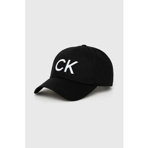 Bavlnená čiapka Calvin Klein čierna farba, s nášivkou vyobraziť