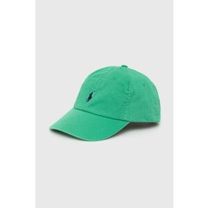 Bavlnená čiapka Polo Ralph Lauren zelená farba, s nášivkou vyobraziť