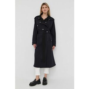 Vlnený kabát Victoria Beckham tmavomodrá farba, prechodný, oversize vyobraziť