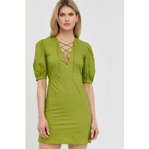 Bavlnené šaty Patrizia Pepe zelená farba, mini, áčkový strih vyobraziť
