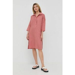 Ľanové šaty Max Mara Leisure ružová farba, mini, oversize vyobraziť