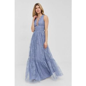 Šaty Elisabetta Franchi fialová farba, maxi, áčkový strih vyobraziť