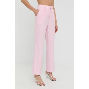 Nohavice Bardot dámske, ružová farba, rovné, vysoký pás vyobraziť