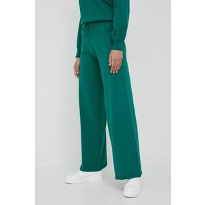 Nohavice Tommy Hilfiger dámske, zelená farba, rovné, vysoký pás vyobraziť
