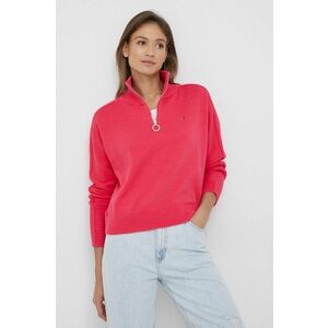 Bavlnený sveter Tommy Hilfiger dámsky, ružová farba, vyobraziť