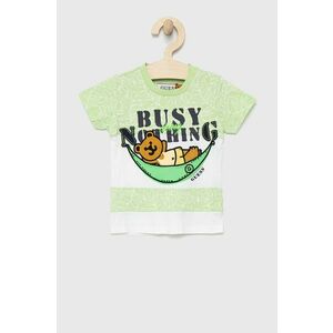 Detské bavlnené tričko Guess zelená farba, s nášivkou vyobraziť