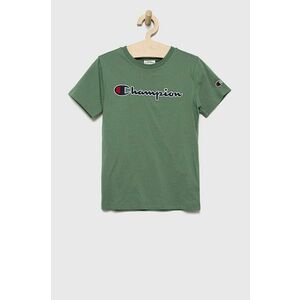 Detské bavlnené tričko Champion 305954 zelená farba, jednofarebný vyobraziť
