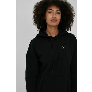 Bavlnená mikina Lyle & Scott dámska, čierna farba, jednofarebná vyobraziť