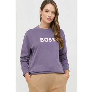 Bavlnená mikina BOSS dámska, fialová farba, s potlačou vyobraziť