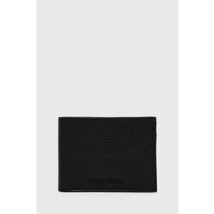 Peňaženka a kožený obal na karty Emporio Armani pánsky, čierna farba vyobraziť