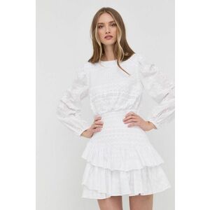 Bavlnené šaty Miss Sixty biela farba, mini, áčkový strih vyobraziť