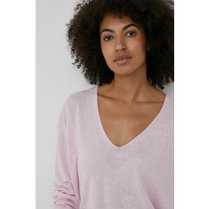 Ľanový sveter GAP dámsky, ružová farba, tenký, vyobraziť