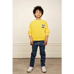 Detský bavlnený sveter Mini Rodini žltá farba, vyobraziť