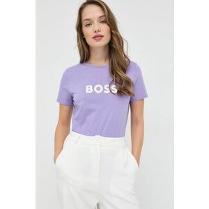 Bavlnené tričko BOSS fialová farba, vyobraziť