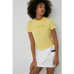 Bavlnené tričko Calvin Klein Jeans žltá farba, vyobraziť