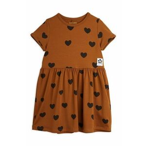 Dievčenské šaty Mini Rodini hnedá farba, mini, áčkový strih vyobraziť