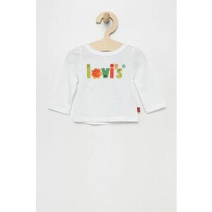 Detské tričko s dlhým rukávom Levi's biela farba, vyobraziť