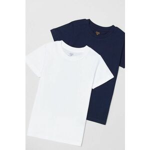 Detské bavlnené tričko OVS (2-pak) tmavomodrá farba, jednofarebné vyobraziť
