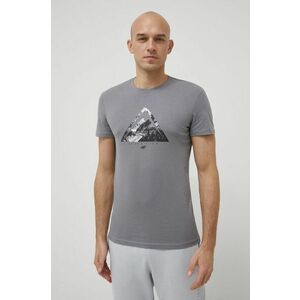 Bavlnené tričko 4F šedá farba, s potlačou vyobraziť