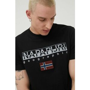 Bavlnené tričko Napapijri čierna farba, s nášivkou vyobraziť