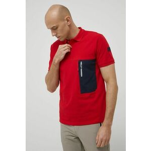 Bavlnené polo tričko Helly Hansen červená farba, s potlačou vyobraziť