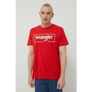 Bavlnené tričko Wrangler červená farba, s potlačou vyobraziť