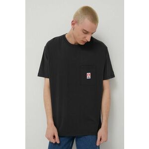 Bavlnené tričko Wrangler čierna farba, jednofarebné vyobraziť