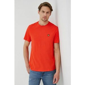 Bavlnené tričko Lyle & Scott červená farba, jednofarebné vyobraziť