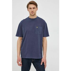 Bavlnené tričko Lyle & Scott tmavomodrá farba, jednofarebné vyobraziť