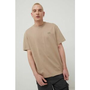 Bavlnené tričko Lee béžová farba, jednofarebné vyobraziť