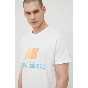 Bavlnené tričko New Balance MT21529WT biela farba, s potlačou vyobraziť