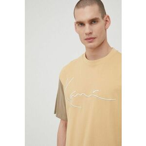 Bavlnené tričko Karl Kani béžová farba, s nášivkou vyobraziť