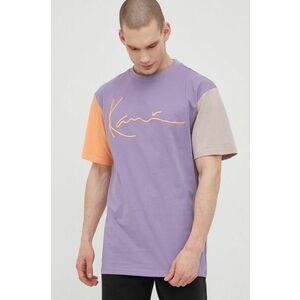Bavlnené tričko Karl Kani fialová farba, s nášivkou vyobraziť